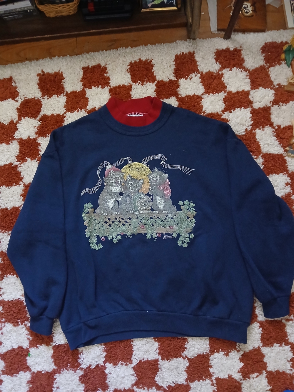 Cutsie Grannycore Holiday Kitten Crewneck